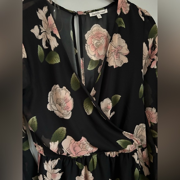 Charlotte Russe Black Dress with Pink Floral Design, Size Small - Picture 3 of 13